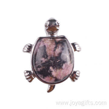 Wholesale Cute Turtle Rhodochrosite Stone Pendant Necklace